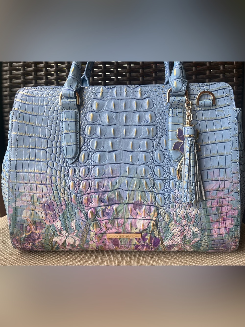 NWT BRAHMIN SMALL FINLEY in MULTI MORNING DEW